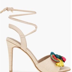 BCBGeneration Beige sequined with fruit size 7.5